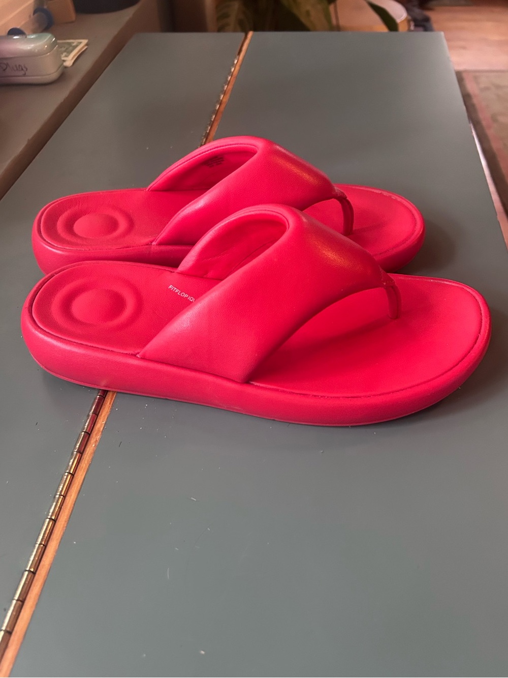 Fitflop Red (not pink!) I Cushioned Slide Sandals